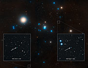 Labelled overview of the Hyades star cluster (ground-based image)